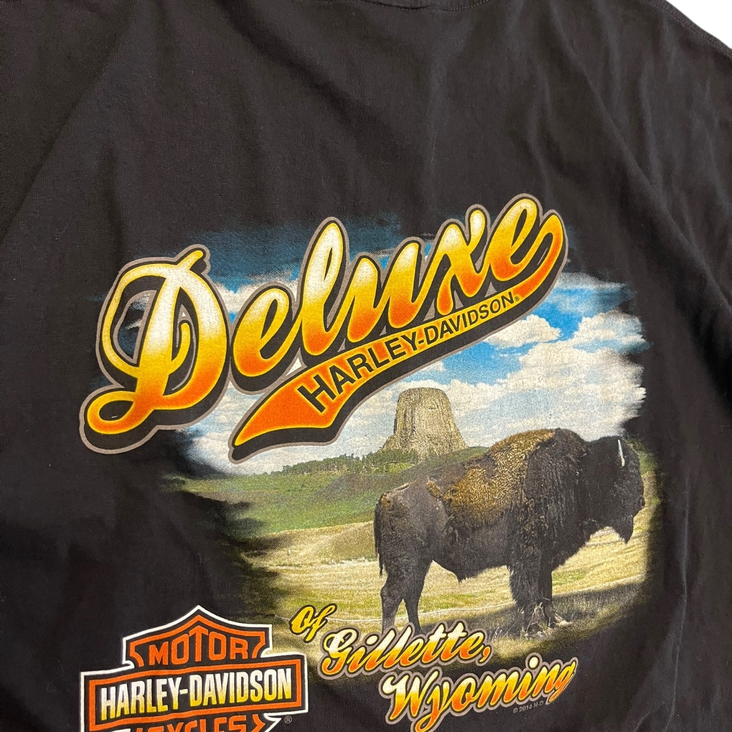 Y2K Harley Davidson Gillette Wyoming USA Women Tee