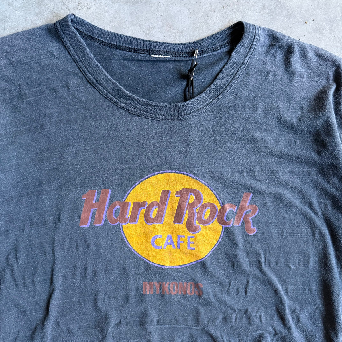 Y2K Hard Rock Cafe Mykonos Location Striped Tee
