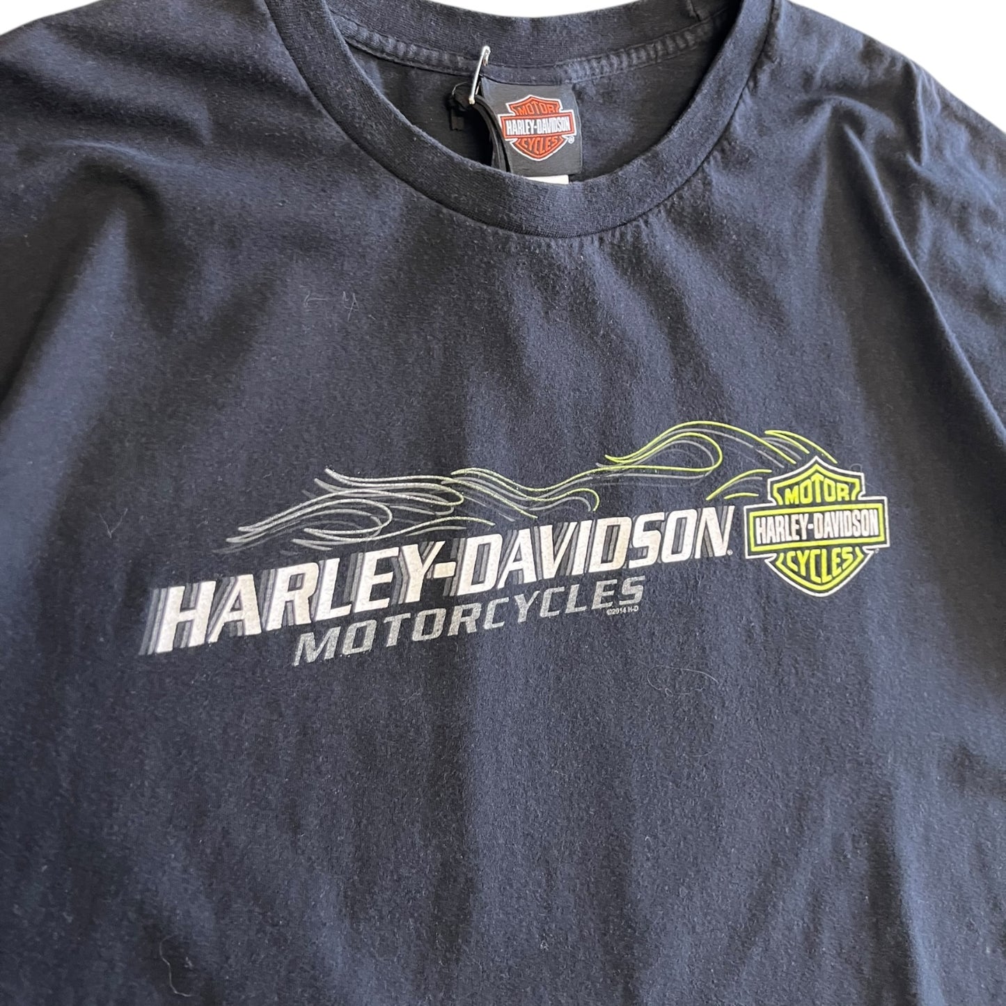 Y2K Conrad’s Harley Davidson Neon Flame Logo Tee