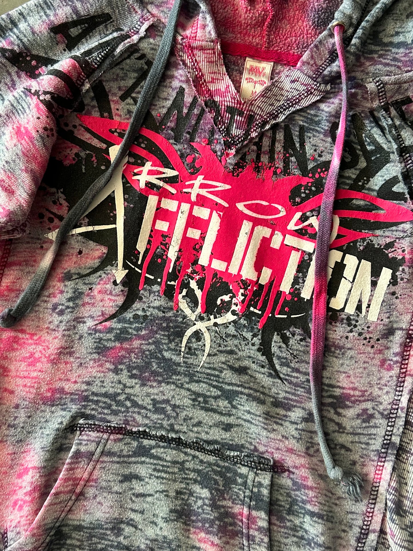 Women’s Y2K Bootleg Affliction Pink And Purple Acid Wash Hoodie