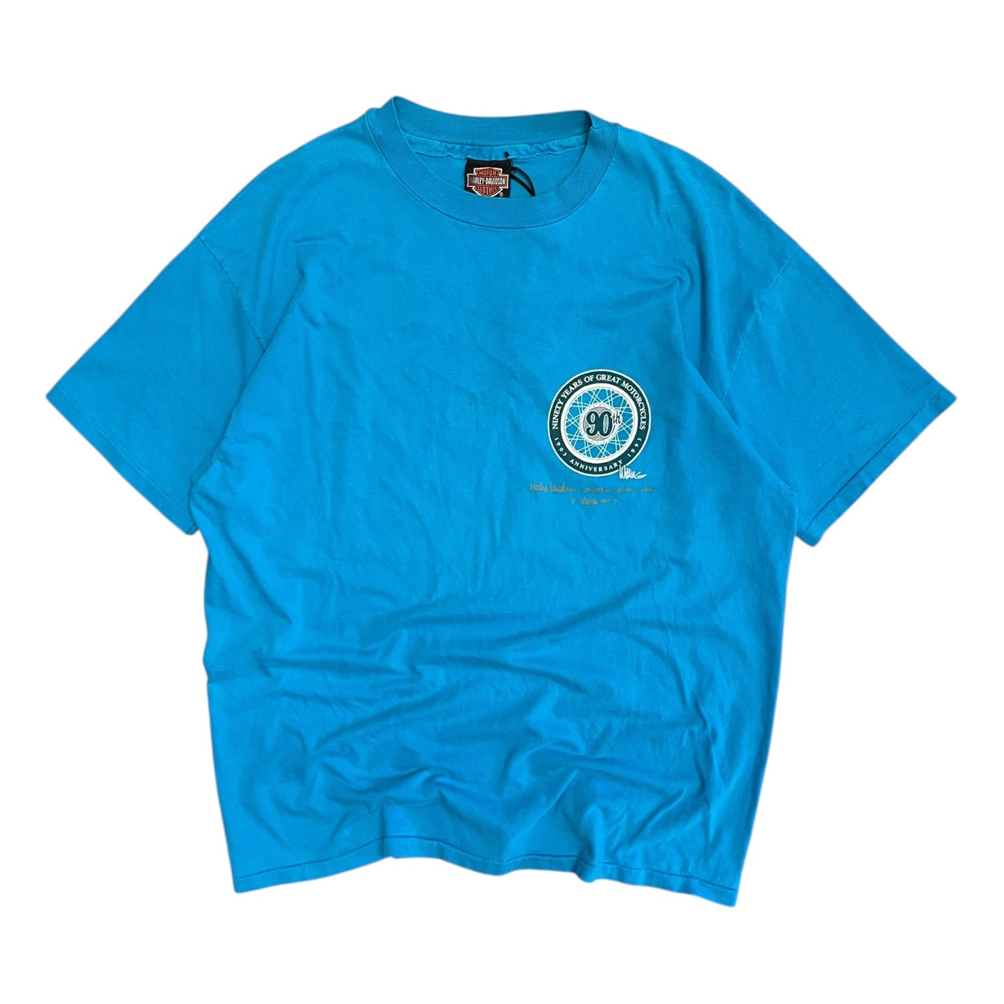 Vintage Harley Davidson 90 Years Blue T Shirt