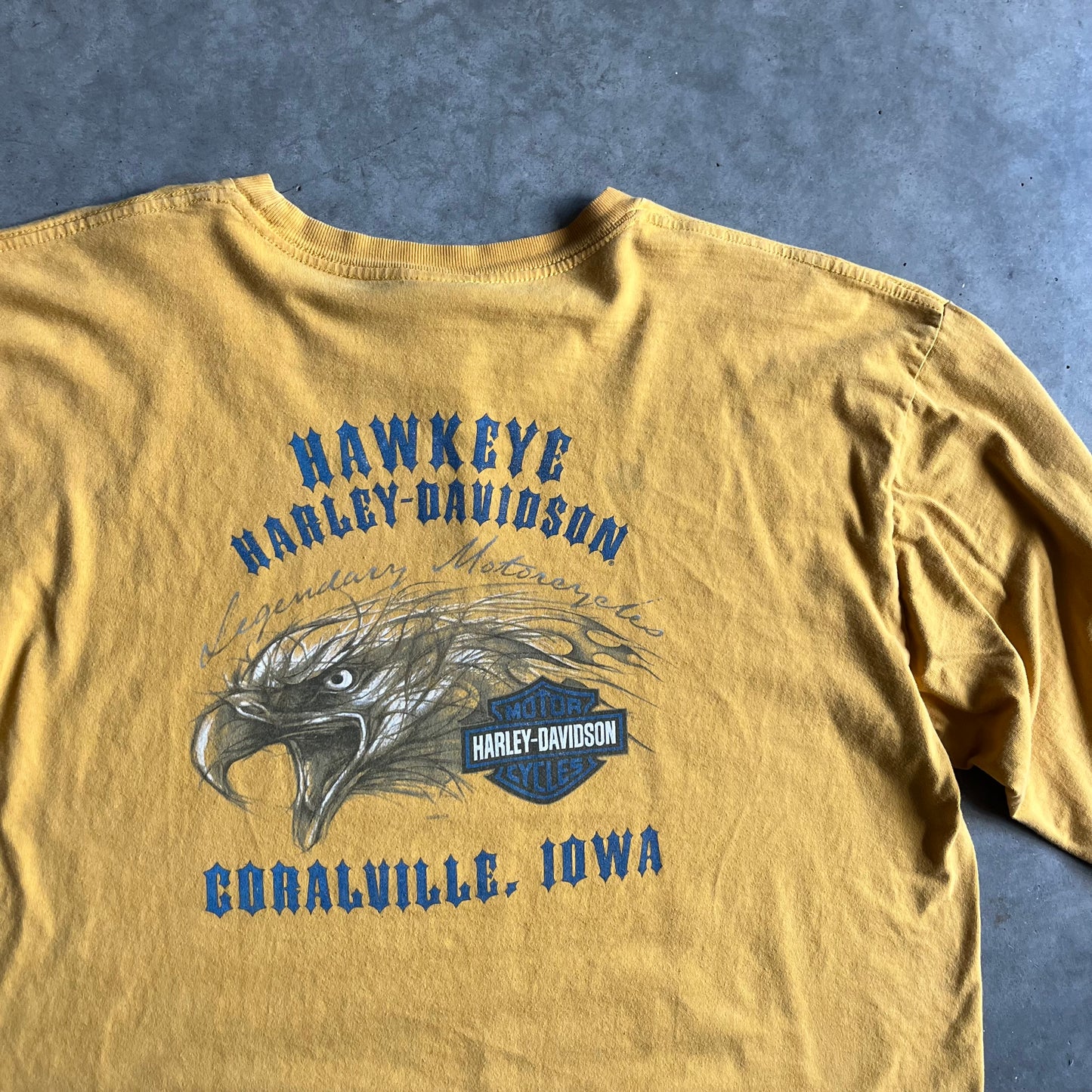 Harley Davidson Yellow Emblem Spellout Longsleeve T Shirt