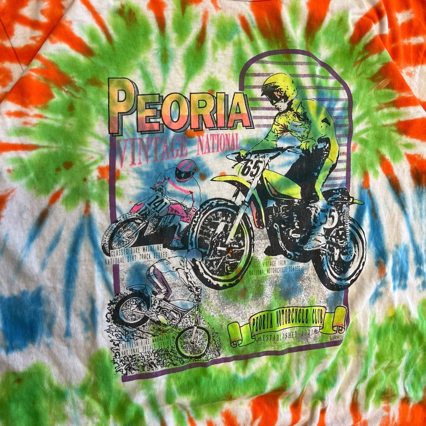 Vintage Tie Die Peoria Motorcycle Club Tee