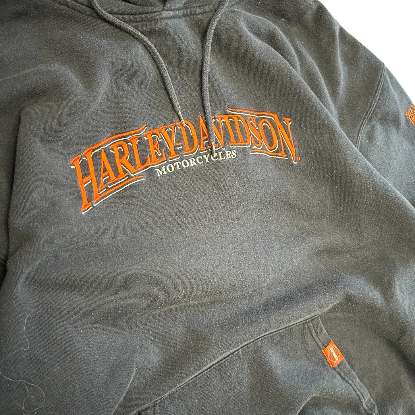 Y2K Harley Davidson Navy & Orange Hoodie