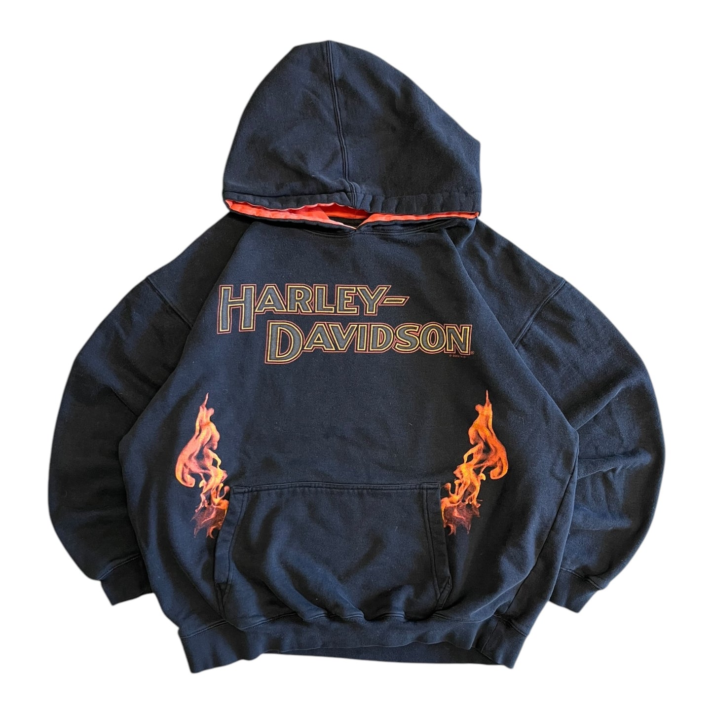 Y2K Harley Davidson Flaming Pocket Hoodie