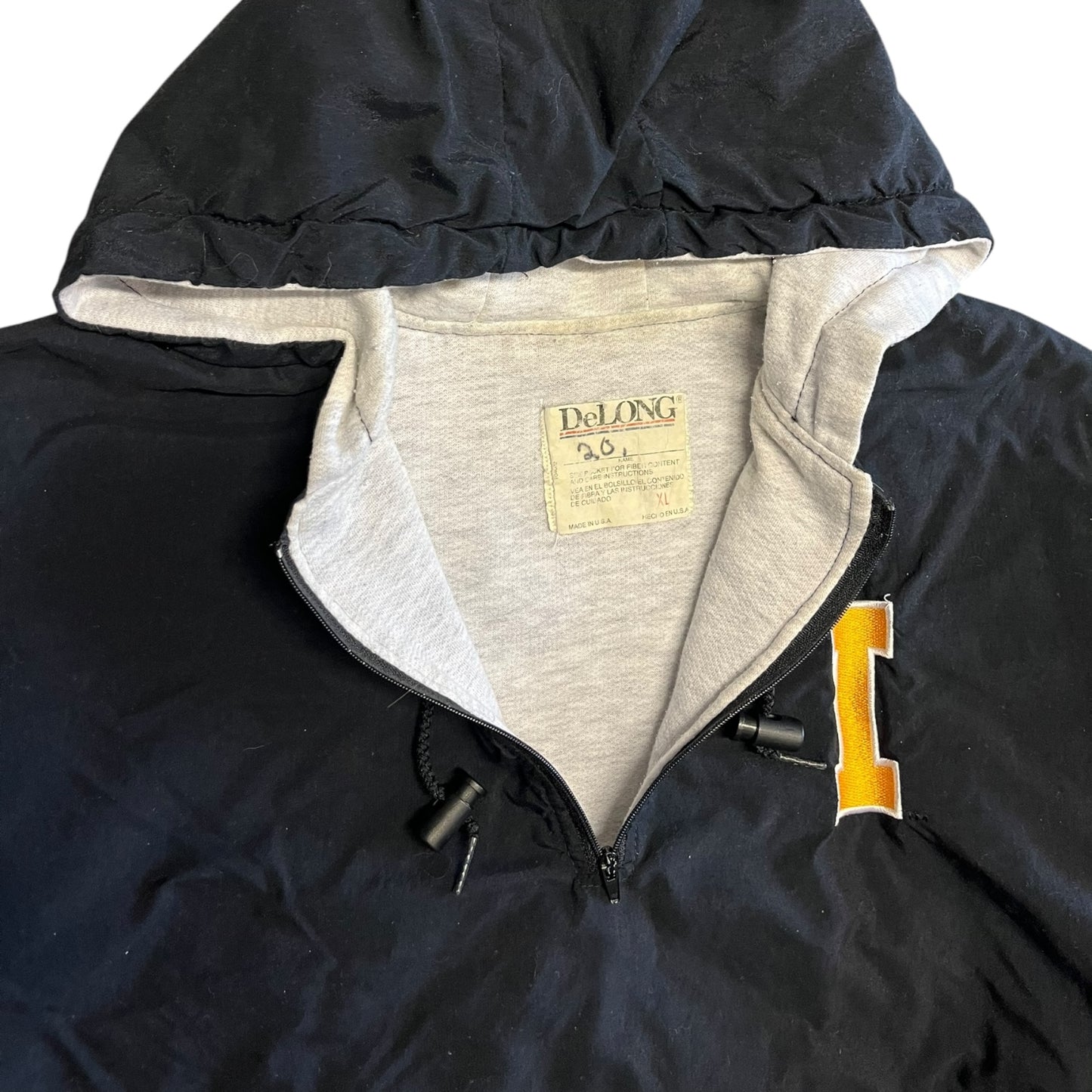 Vintage DeLong Iowa Hawkeyes Quarter Zip Hooded Bomber