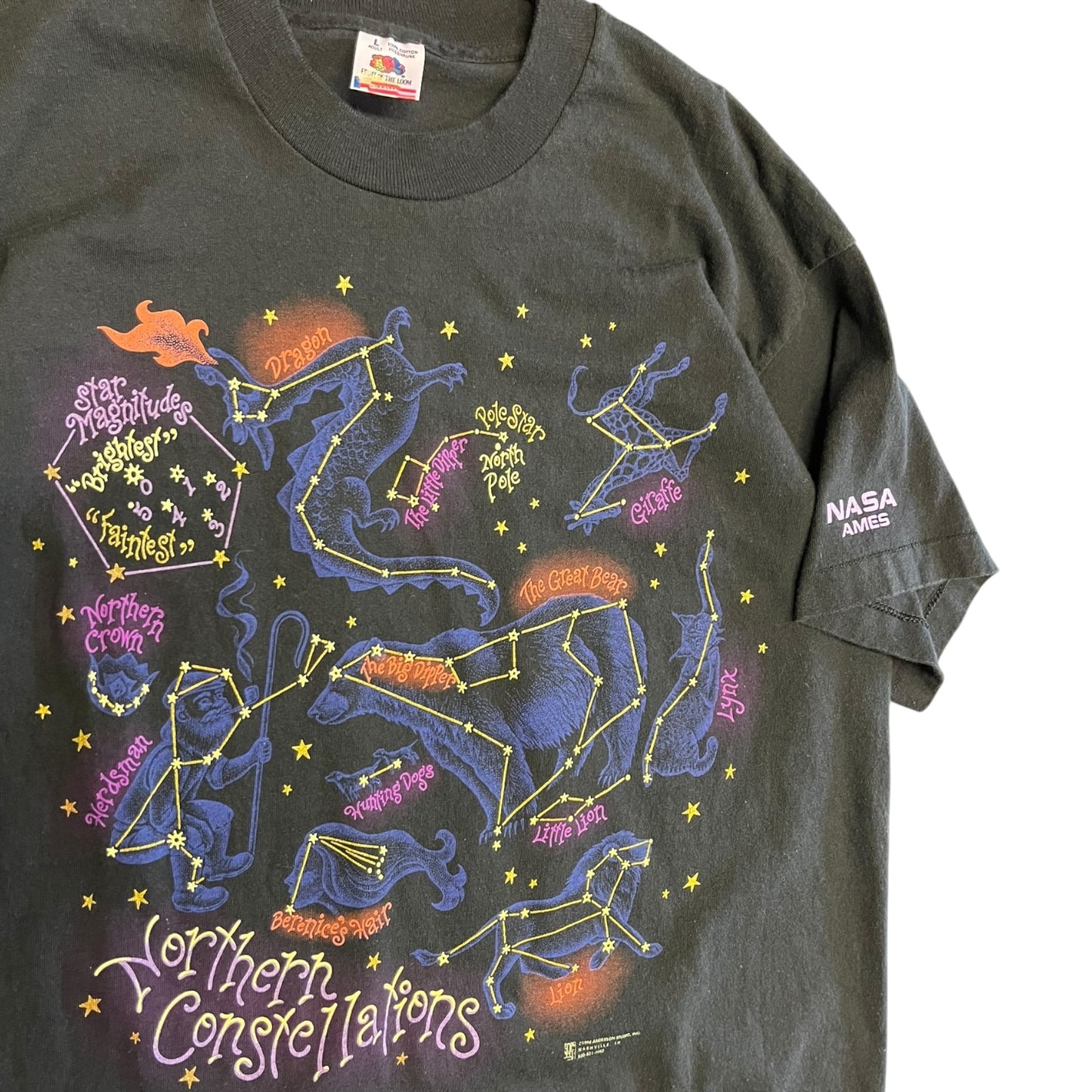 Vintage Northern Constellations Stars Black Tee