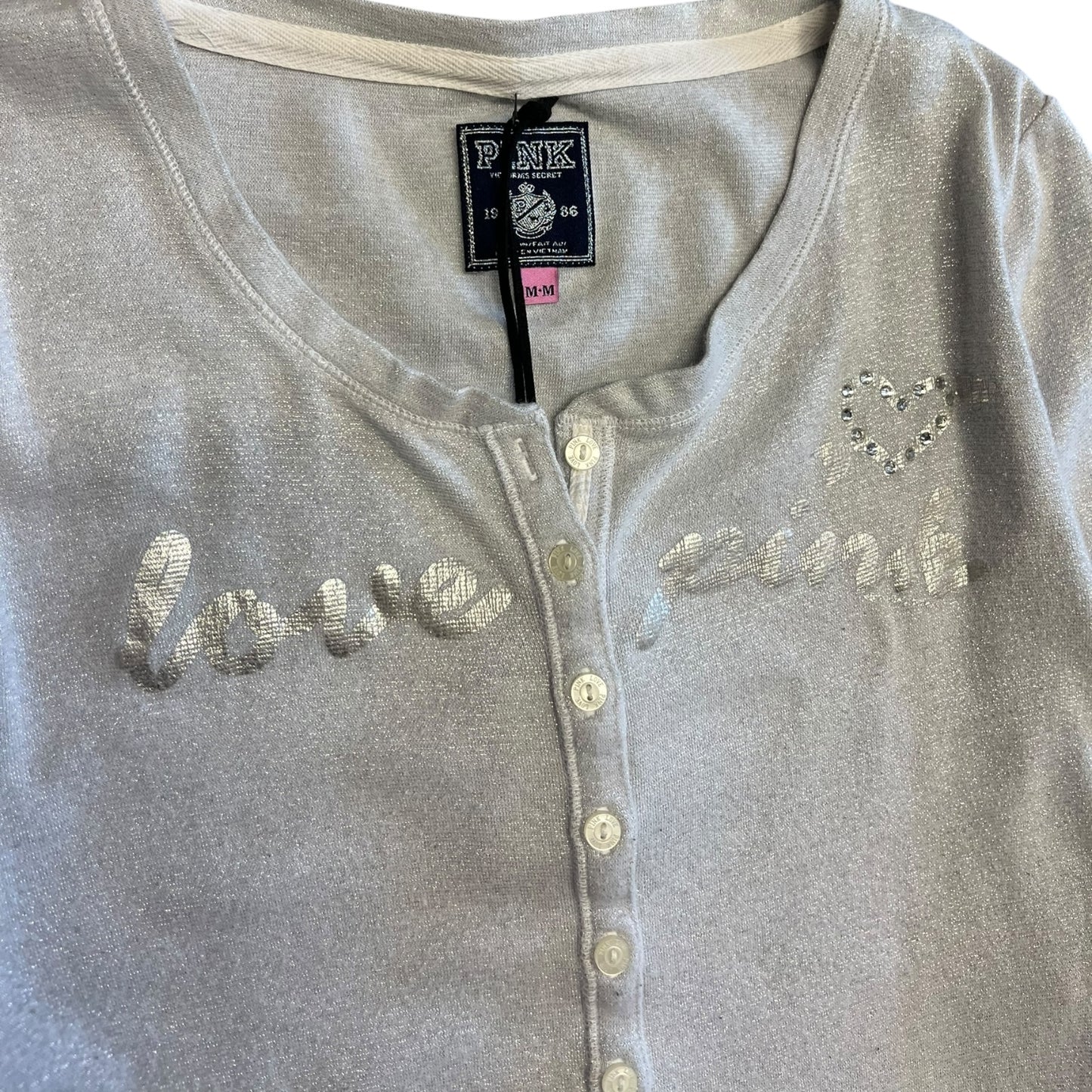 Women’s 2K10 Love Pink Henley Glitter Top