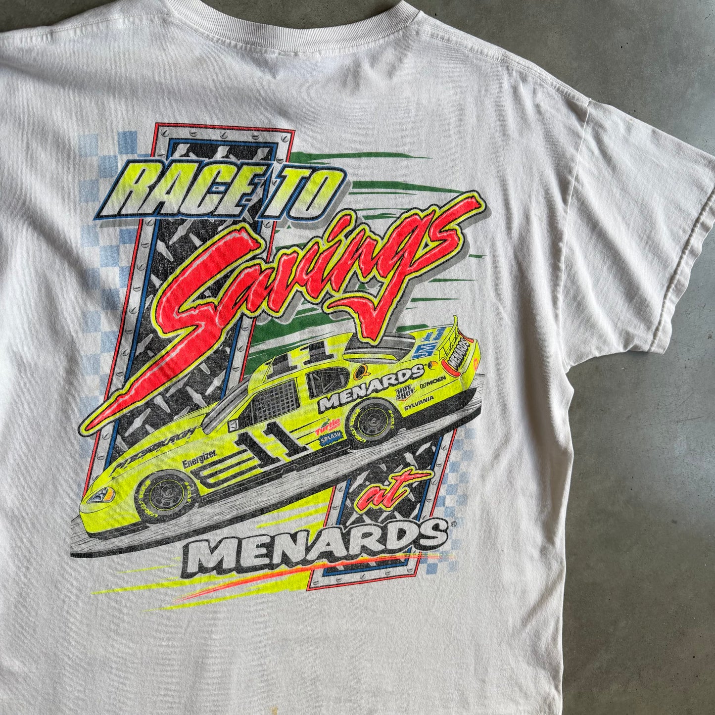 Vintage Menards “Race To Savings” Stock Car Tee