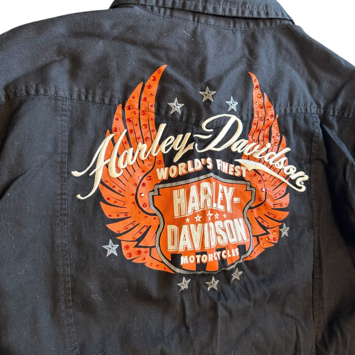 Y2K Women’s Harley Davidson Black Button Up Shirt