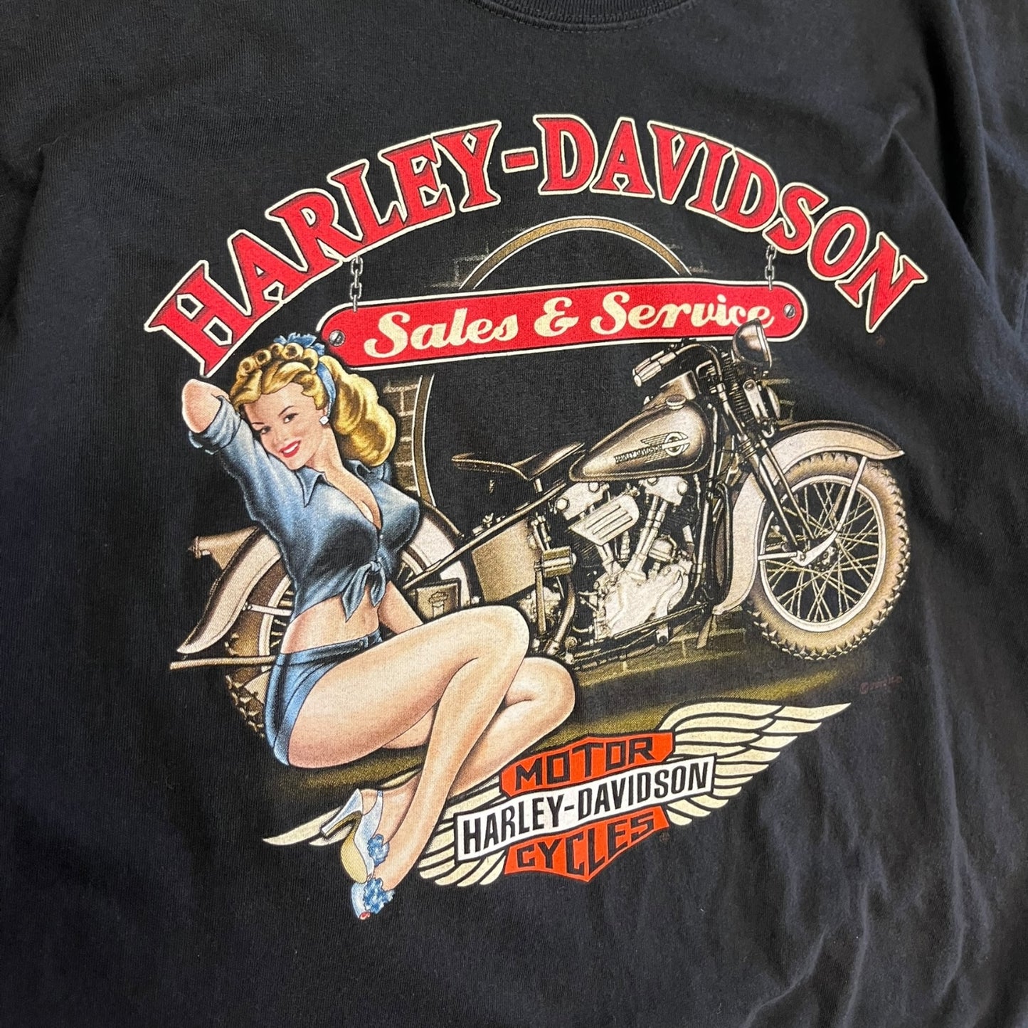 Y2K Harley Davidson Sales & Service Women Tee