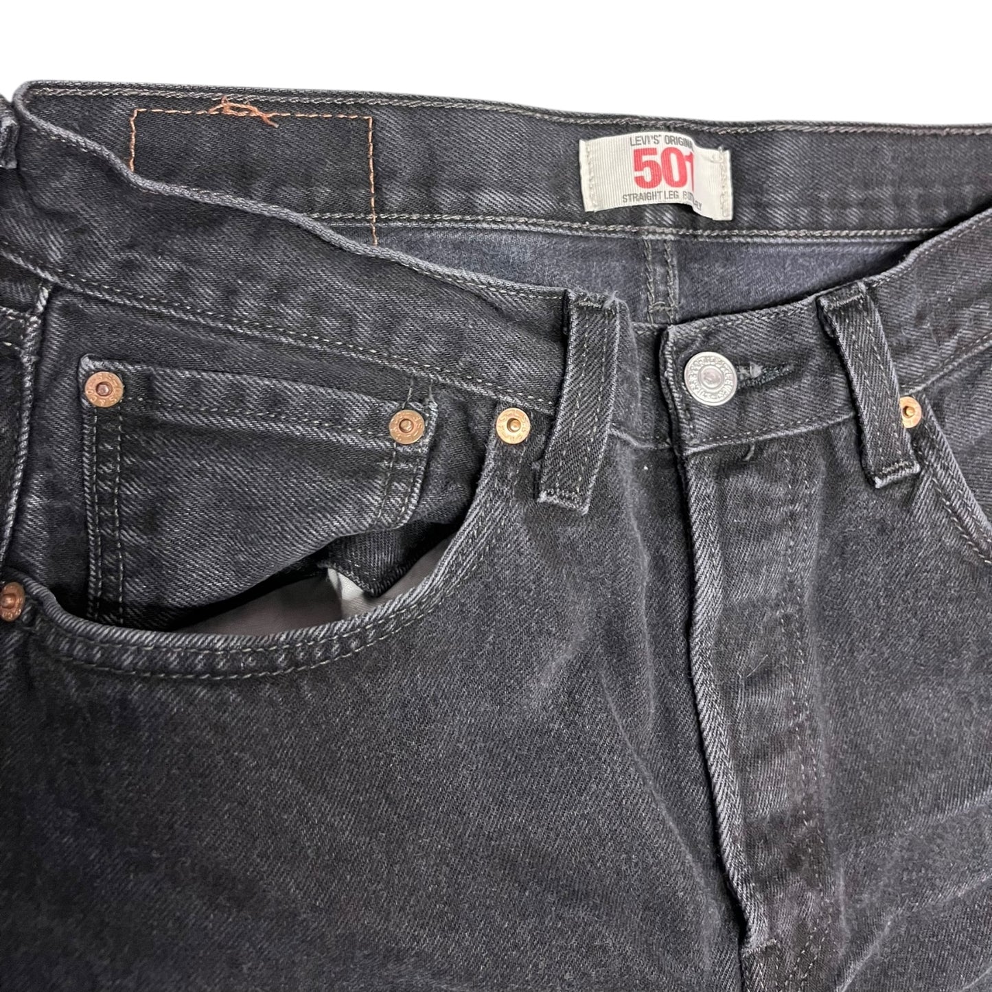 Vintage Levi’s 501 Straight Leg Button Fly Black Jeans