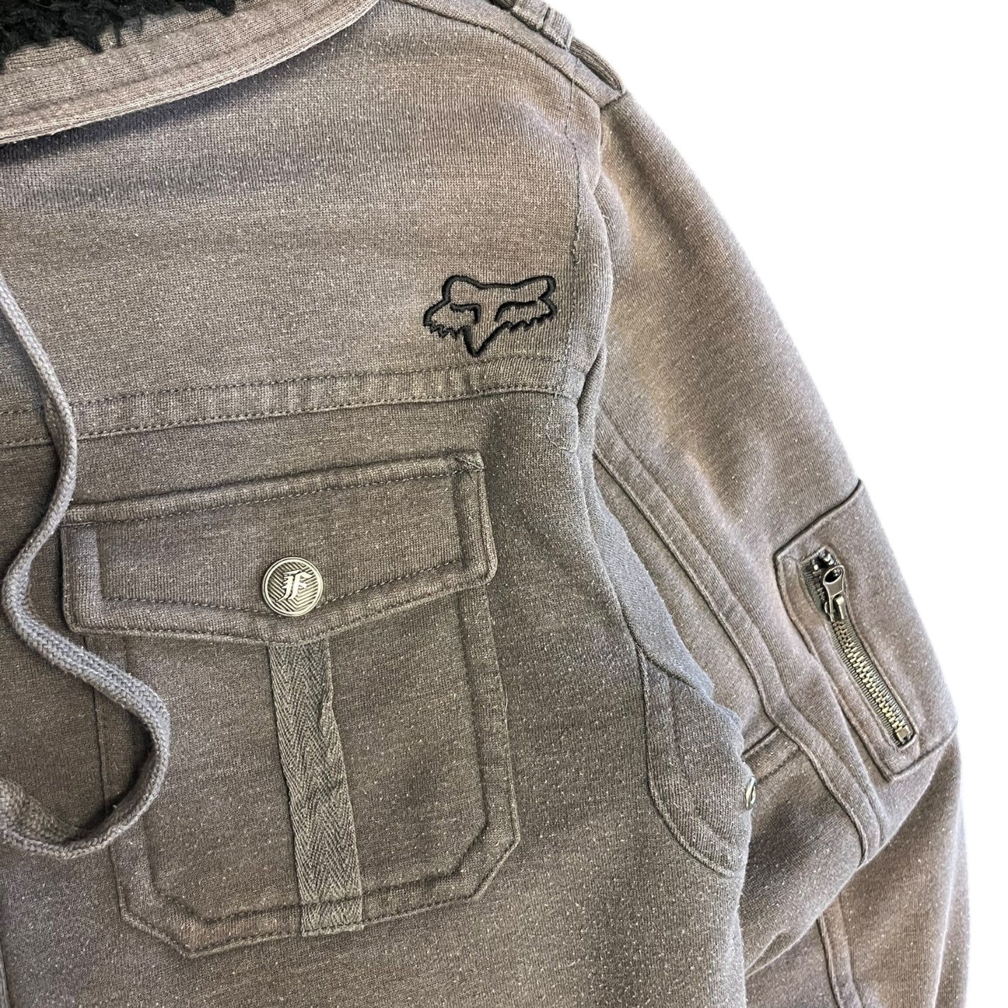 Y2K Grey Fox Racing Zip Up Sweatshirt