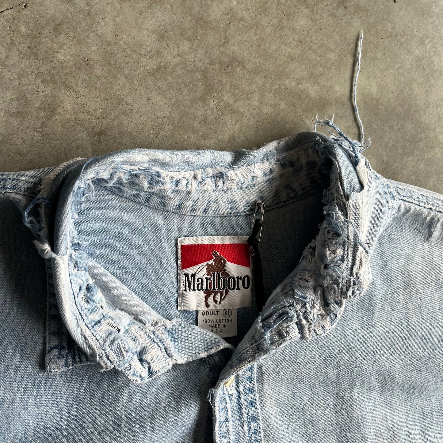 Vintage Marlboro Thrashed Denim Button Up Shirt