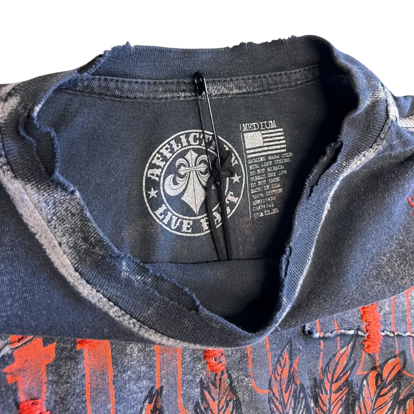 Y2K Affliction Native American Skull T Shirt