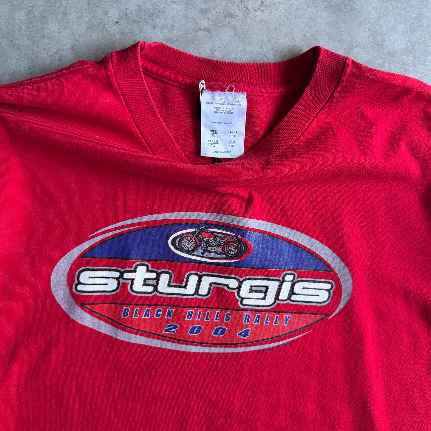 2004 Sturgis Red Oval Logo Biker Tee