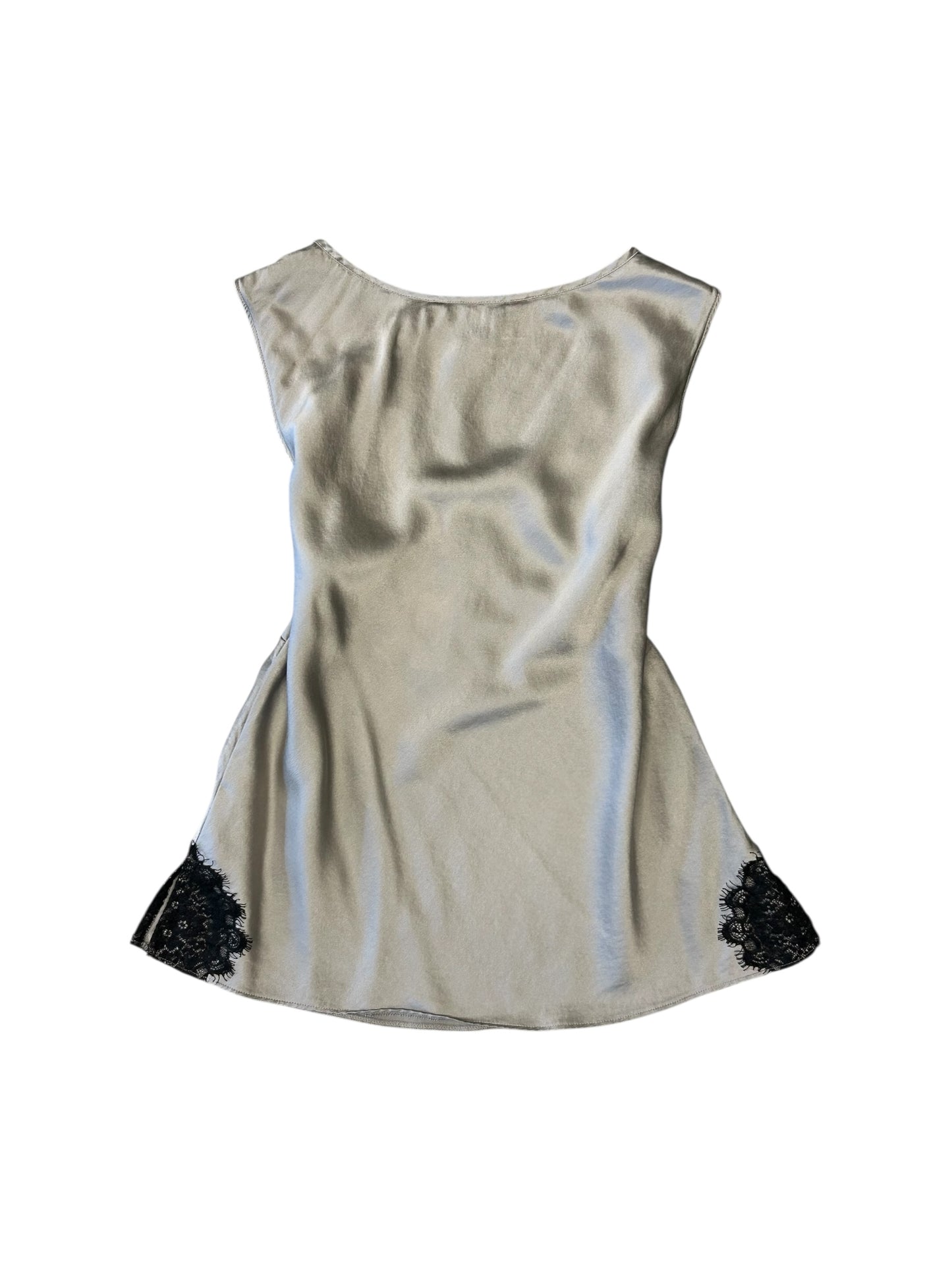 Women’s Y2K Allegory Fairycore Grey Lace 100% Silk Tank
