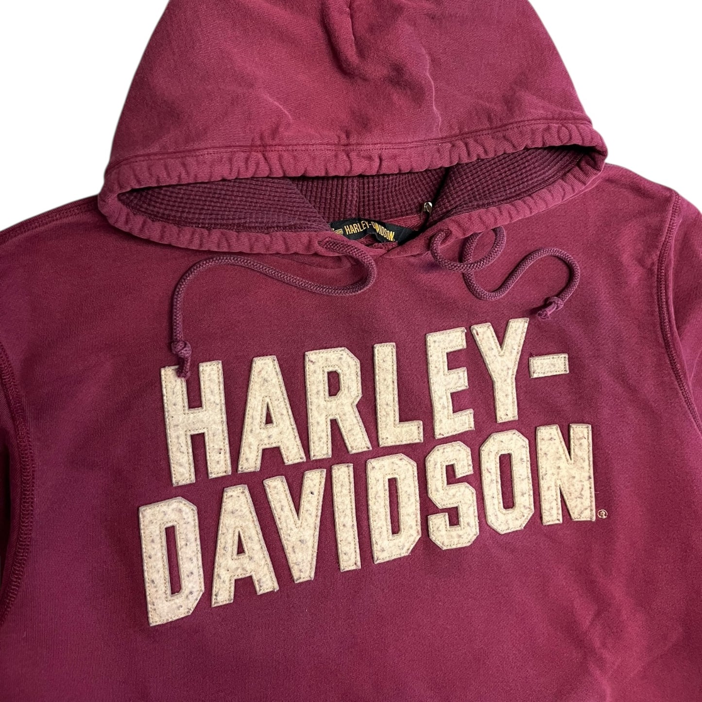 Y2K Harley Davidson Maroon Big Spell-Out Hoodie