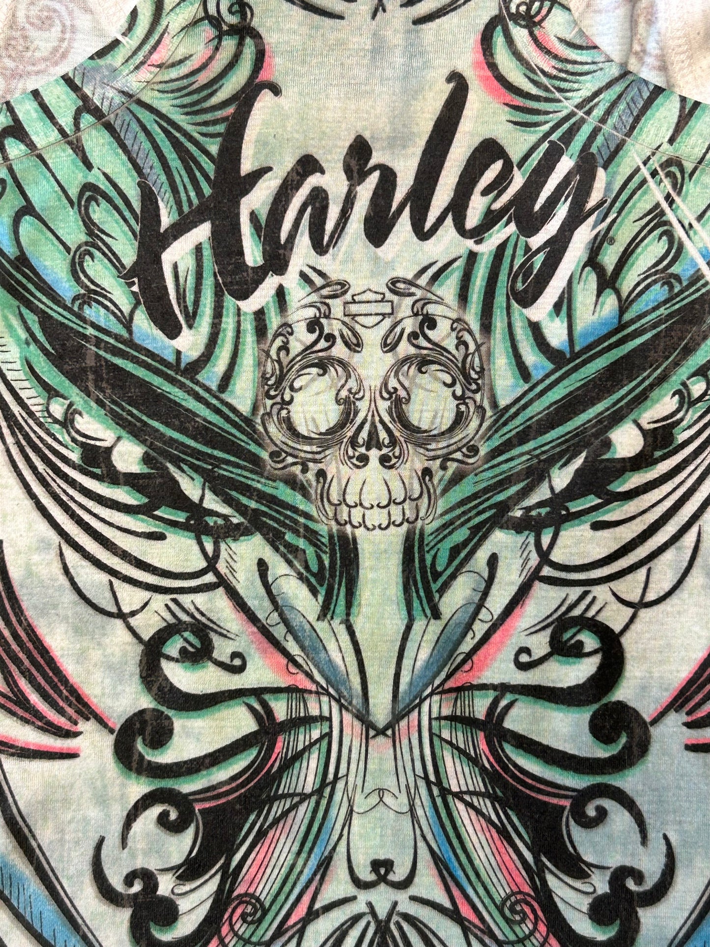 Women’s Y2K Harley Davidson Multicolored Tank With Bling Accents