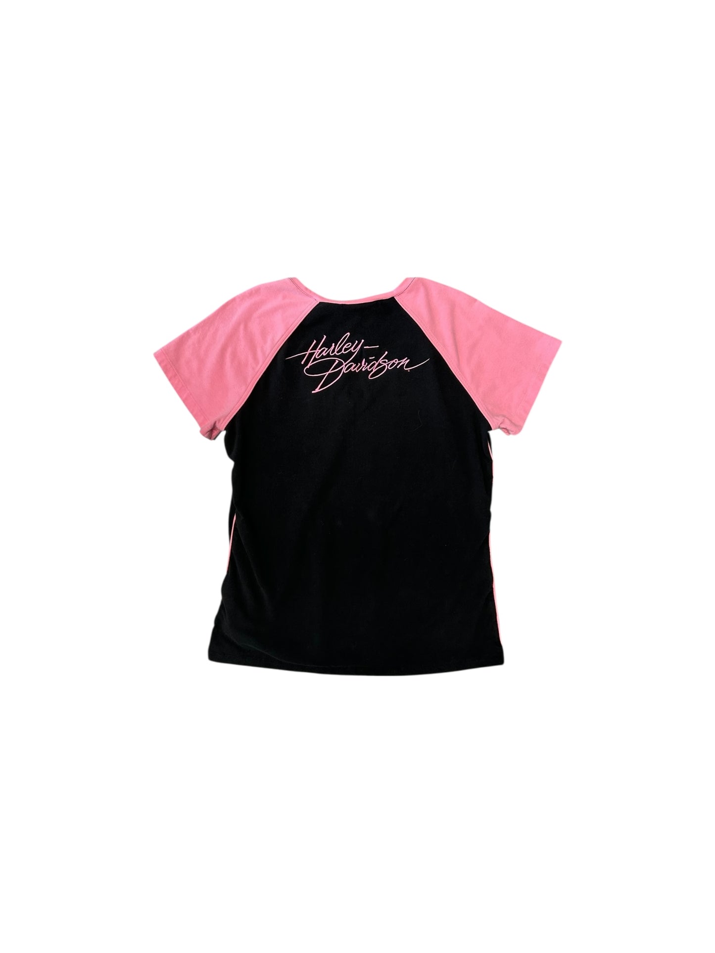 Women’s Y2K Harley Davidson Pink And Black T-Shirt