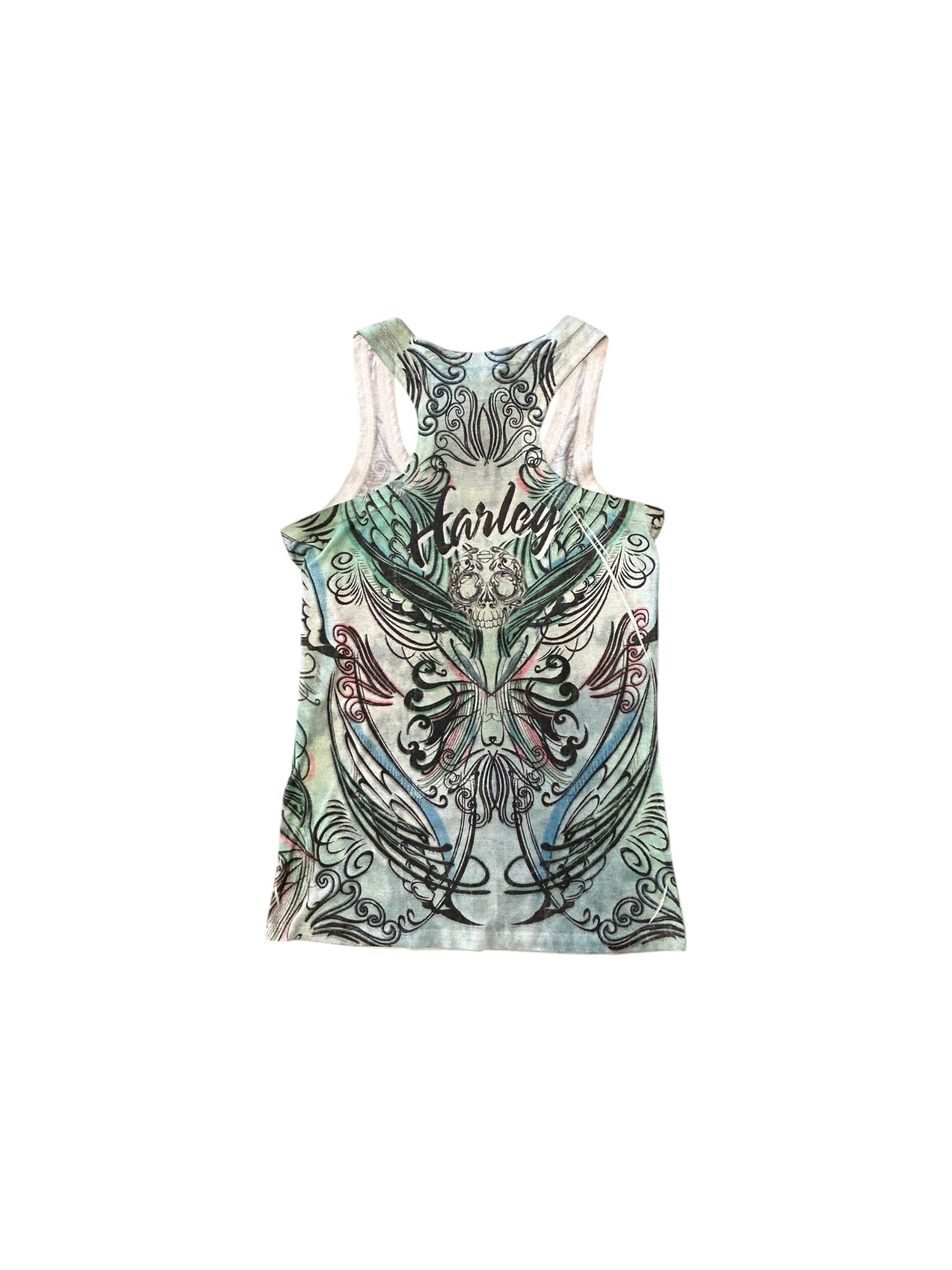 Women’s Y2K Harley Davidson Multicolored Tank With Bling Accents
