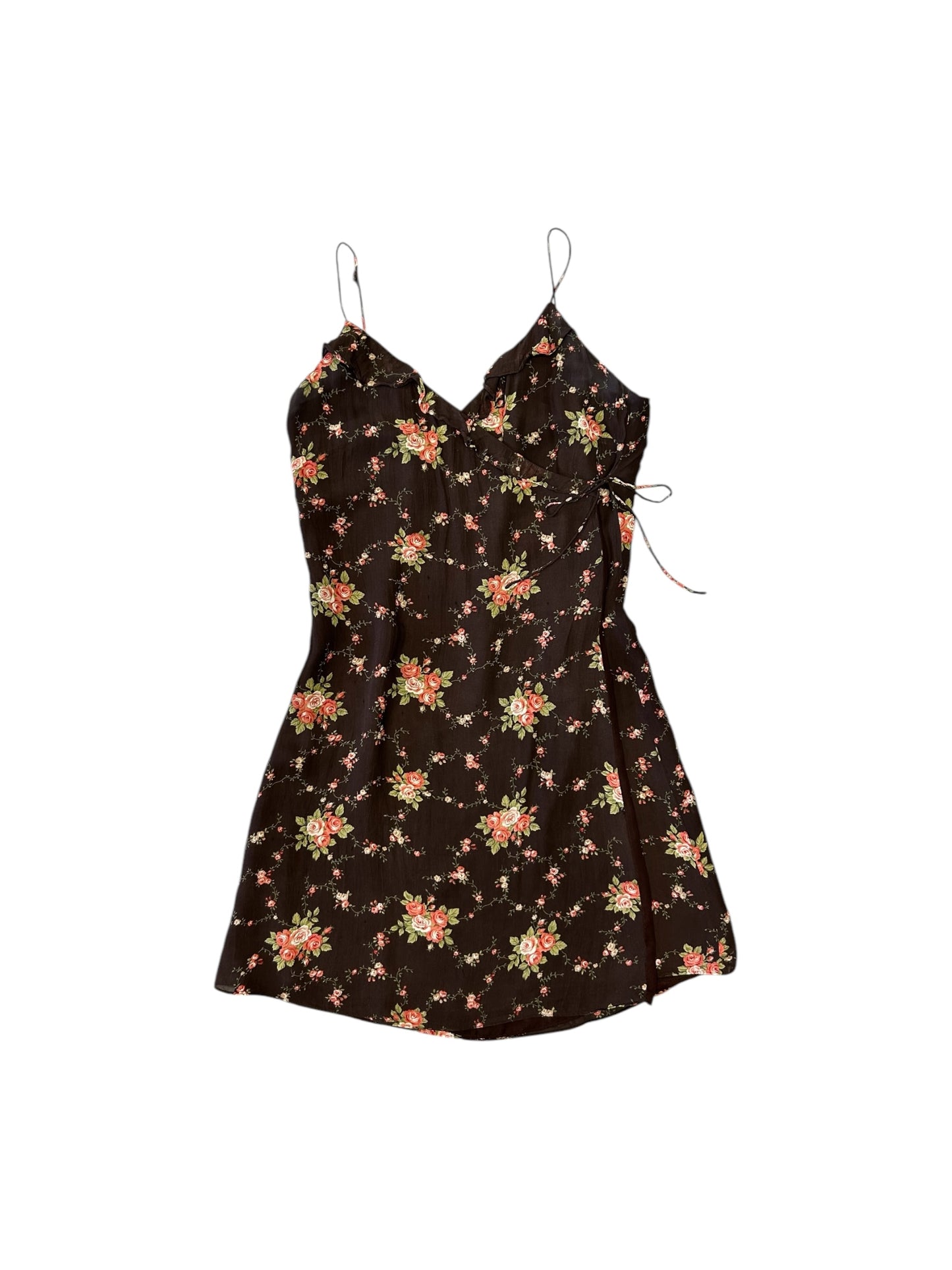 Women’s Ralph Lauren Brown and Floral Mini Wrap Dress