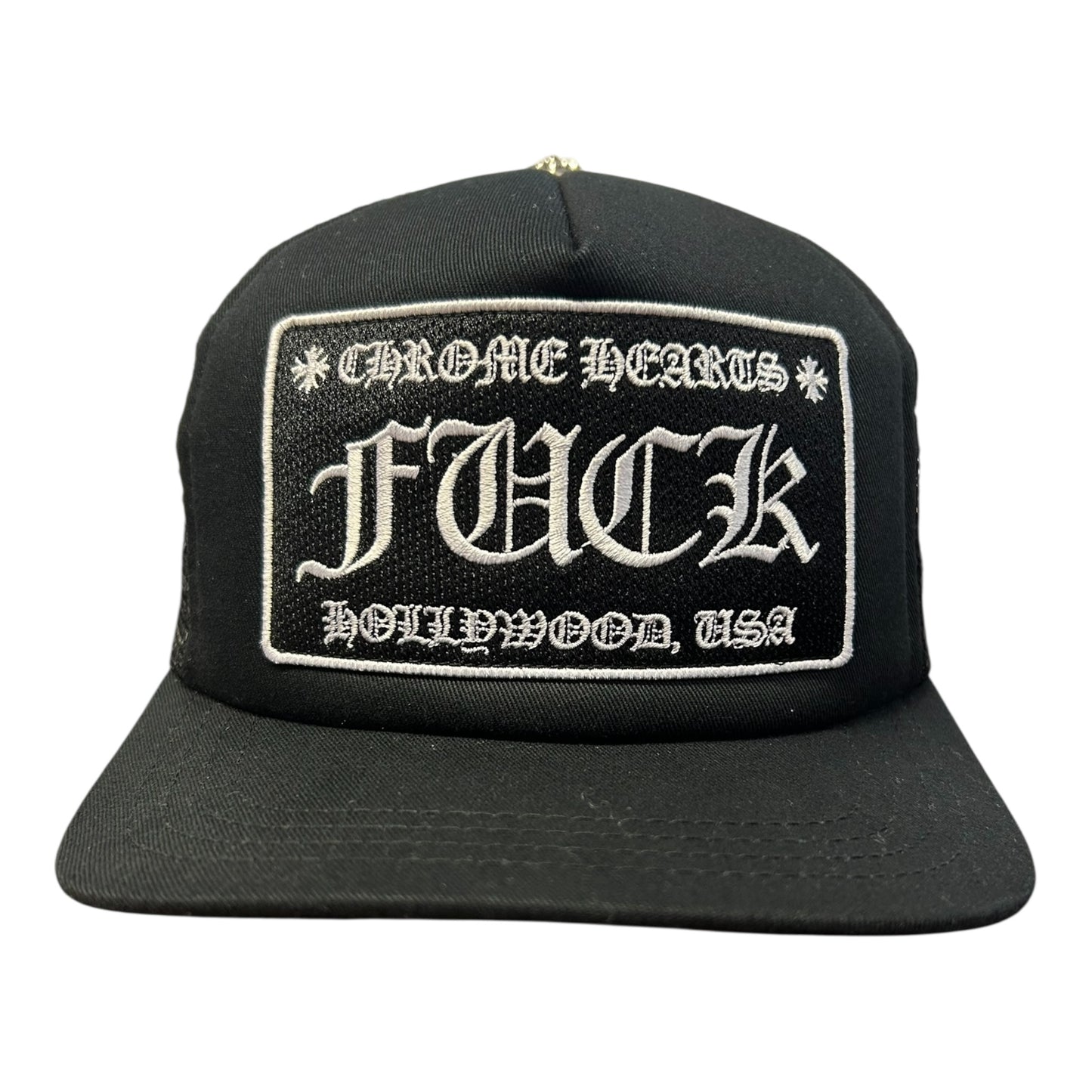 Chrome Hearts Fuck Patch Black Trucker Hat