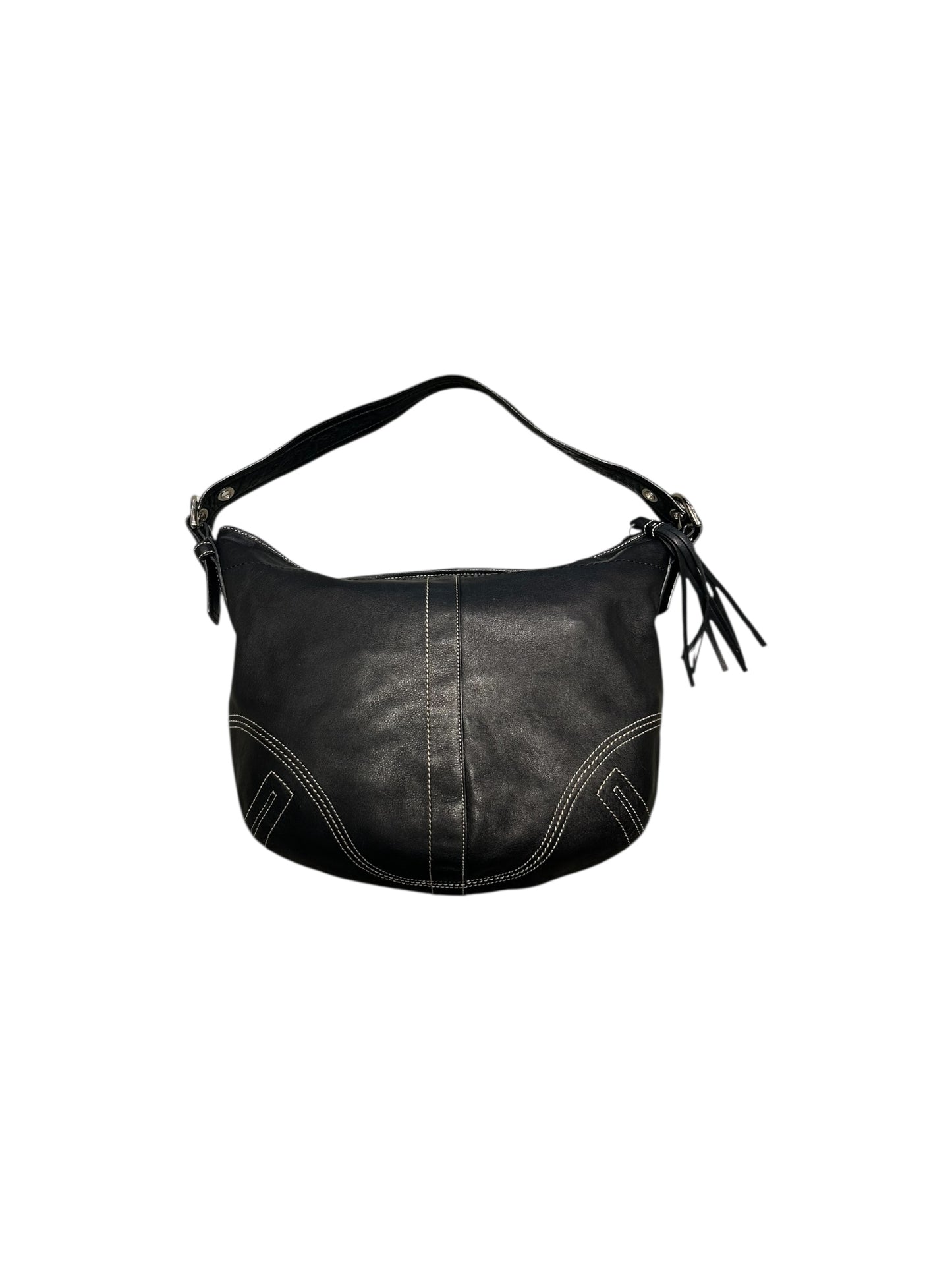 2005 Coach 8A03 Pebbled Leather Hobo Shoulder Bag In Black