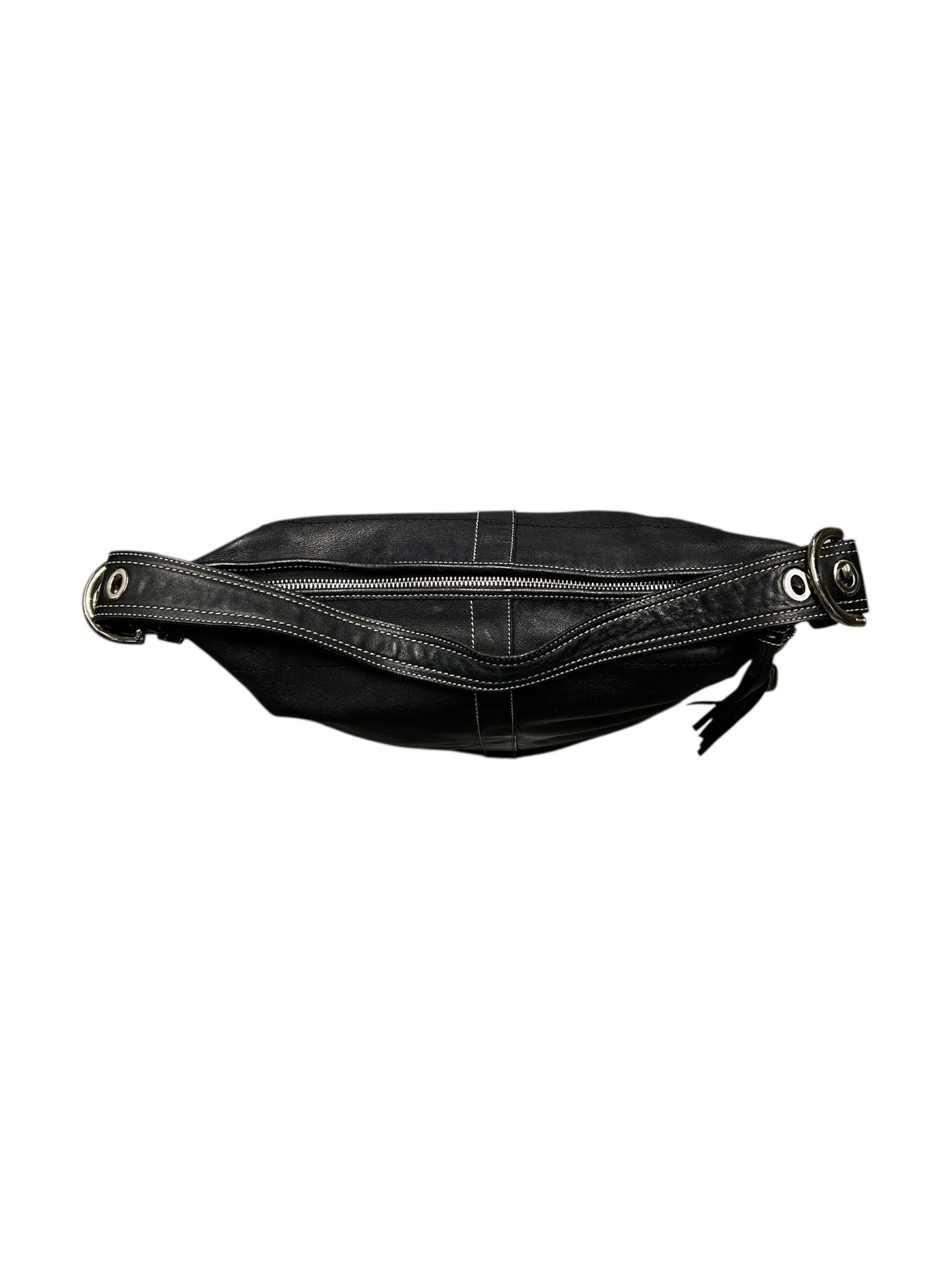 2005 Coach 8A03 Pebbled Leather Hobo Shoulder Bag In Black