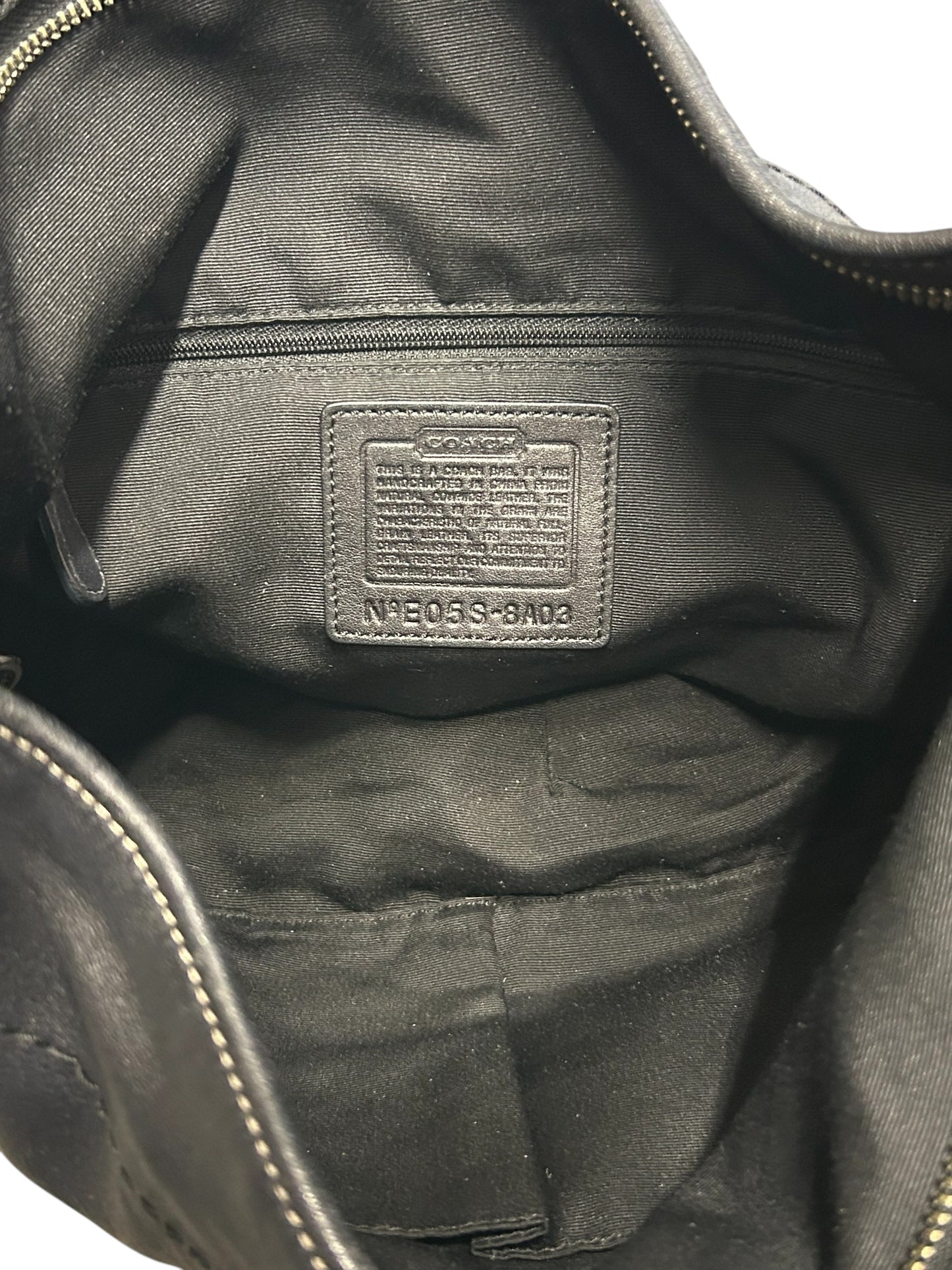 2005 Coach 8A03 Pebbled Leather Hobo Shoulder Bag In Black