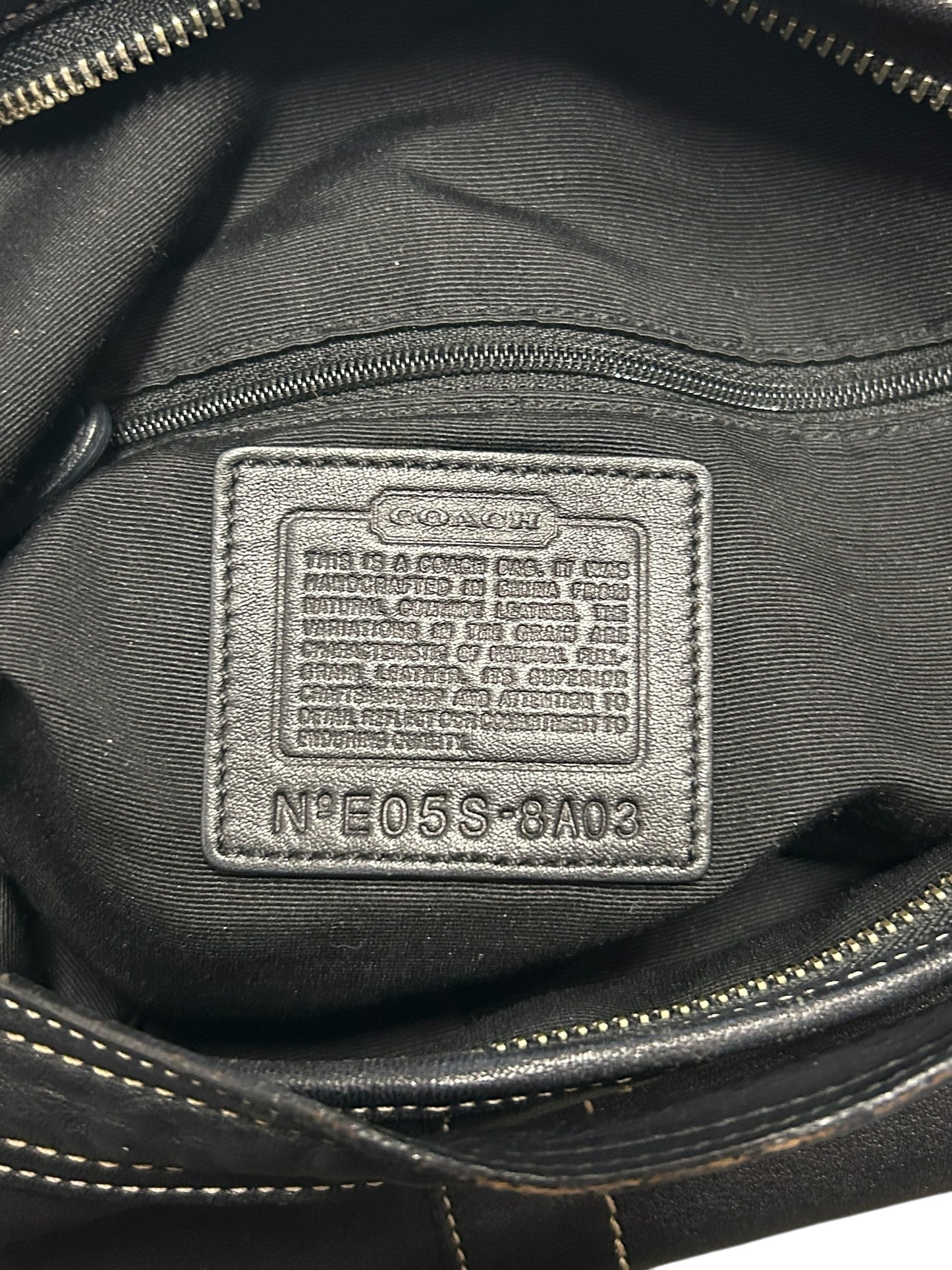 2005 Coach 8A03 Pebbled Leather Hobo Shoulder Bag In Black