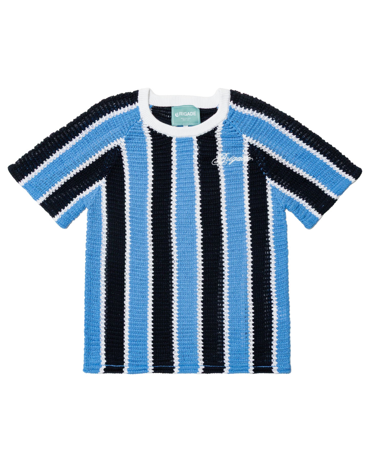 Brigade - Striped Script Knit T-Shirts (Blue)
