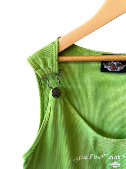 Women’s Y2K Harley Davidson “Ride Free Not Free Ride” Green Tank