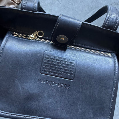 Vintage Coach Black Leather Bleeker Tote Handbag