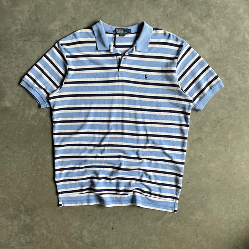 Y2K Polo Ralph Lauren Blue & White Striped Shirt