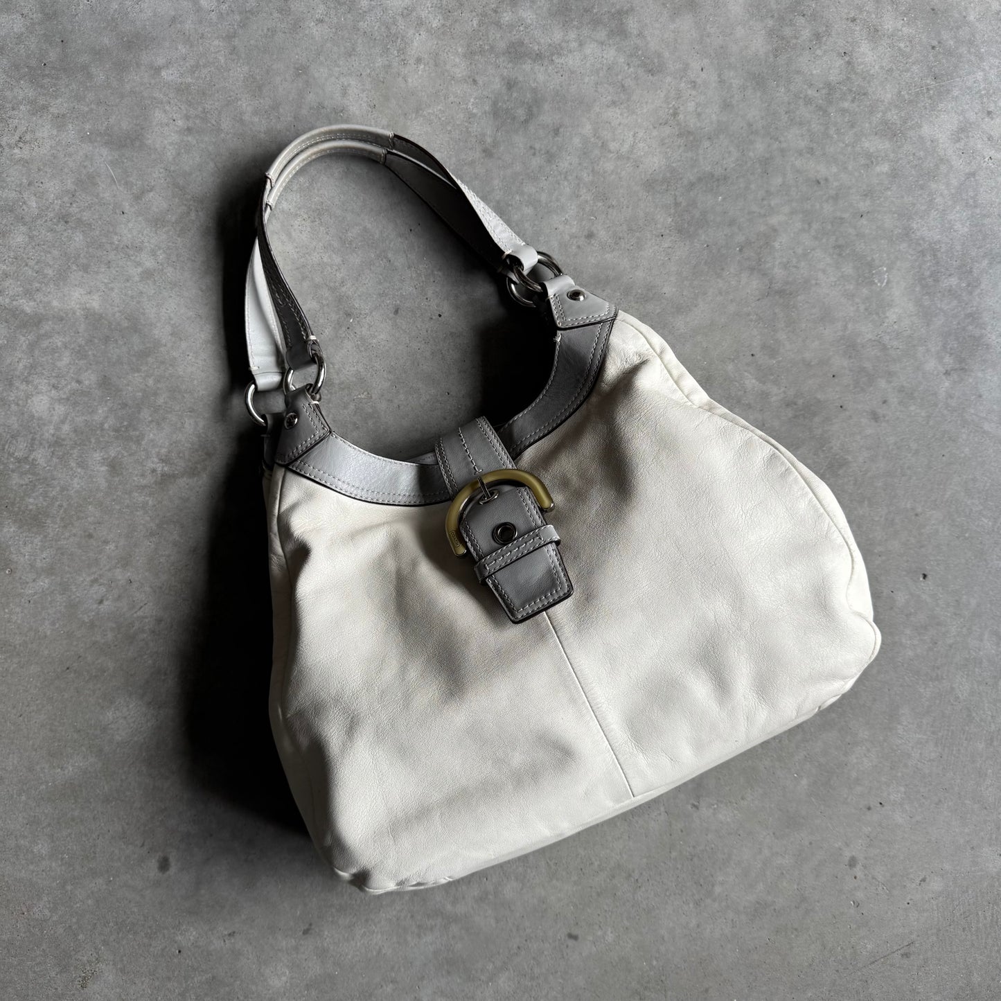 Y2K Coach SoHo Large Hobo Bag White/Grey