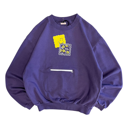 Kapital Kookies Purple Zip Pouch Crewneck Sweatshirt