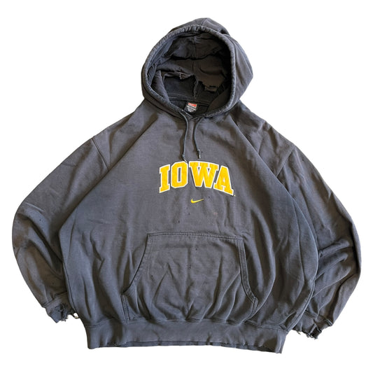 Y2K Team Nike Thrashed & Faded Iowa Hawkeyes Center Swoosh Hoodie