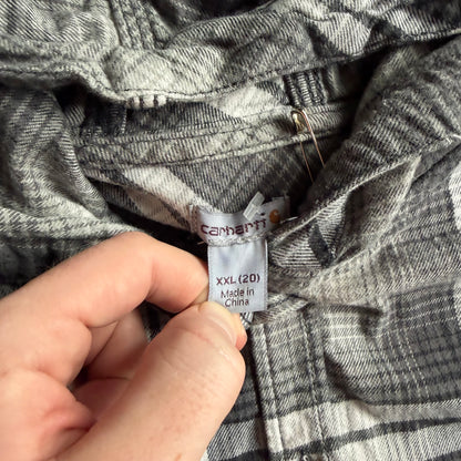 Y2K Carhartt Hooded Black & White Plaid Shirt