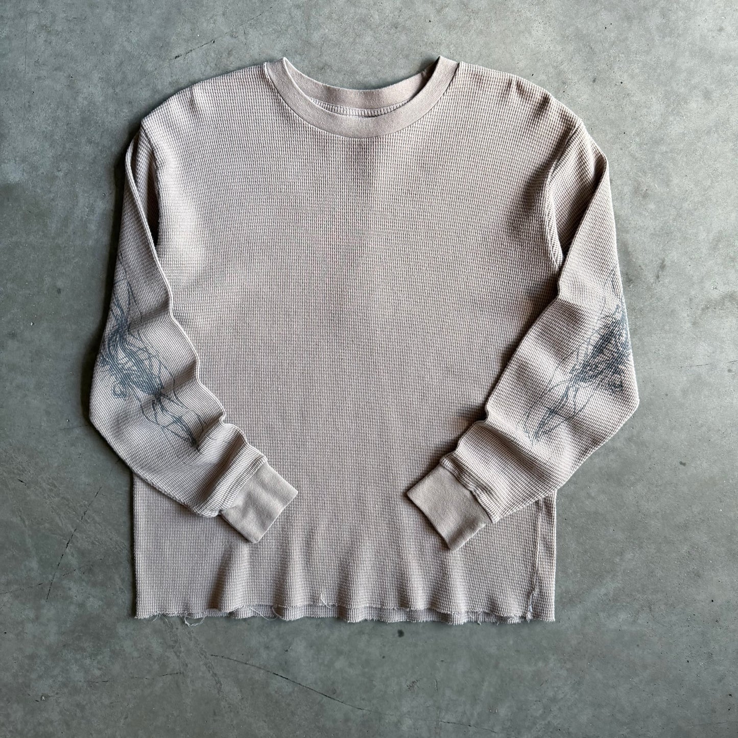 Y2K Basketcase Tan Waffle Knit Sleeve Hit Longsleeve