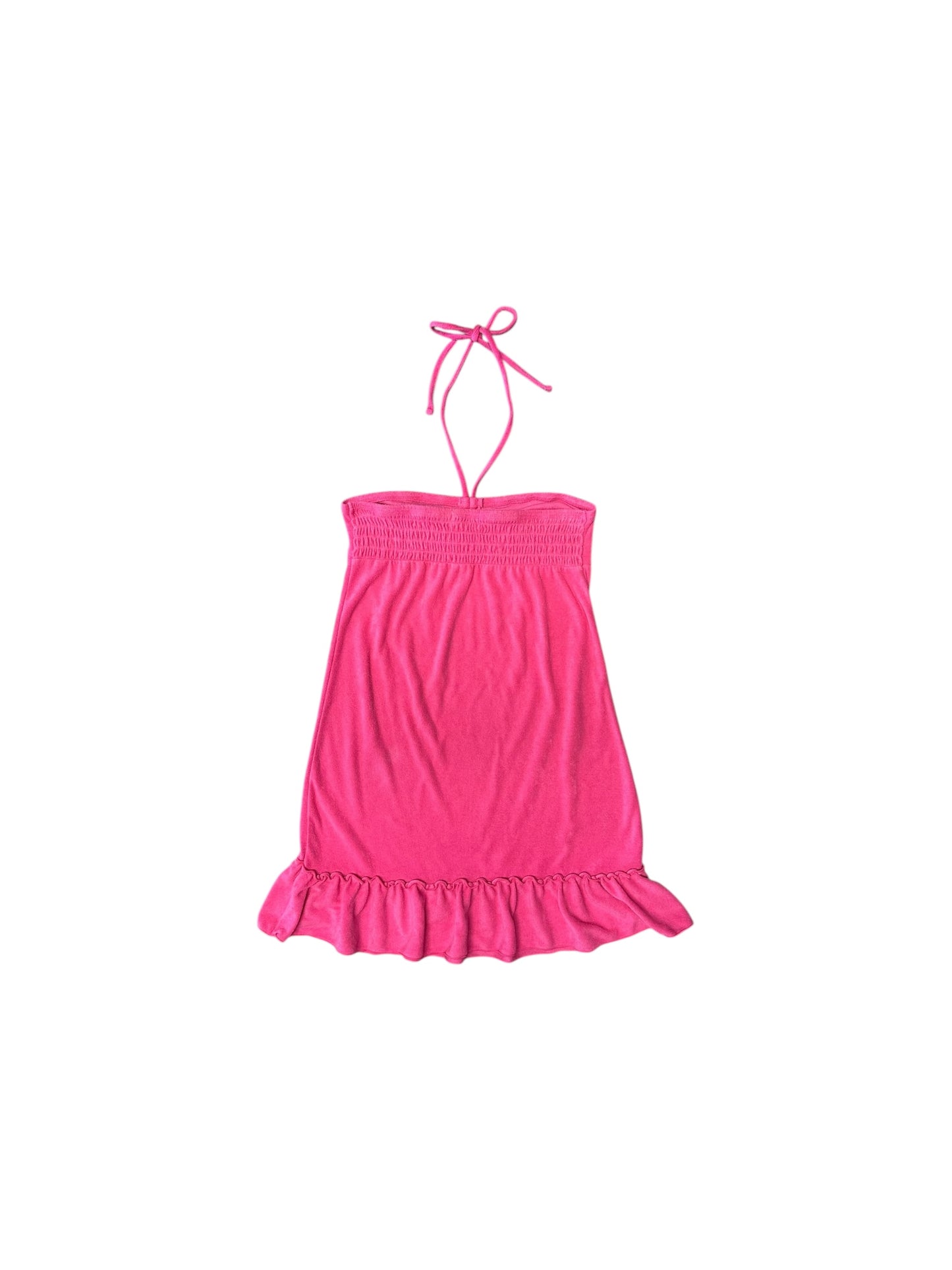 Women’s Y2K OP Hot Pink Terry Cloth Mini Halter Dress