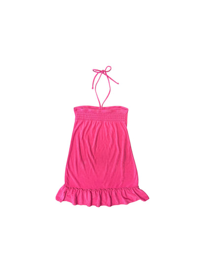 Women’s Y2K OP Hot Pink Terry Cloth Mini Halter Dress