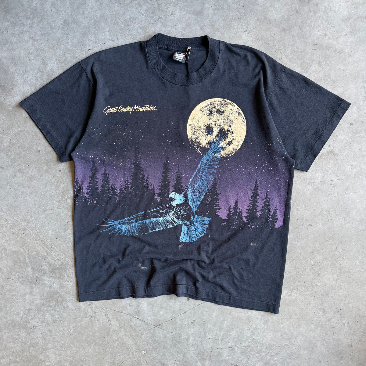 Vintage Great Smokey Mountains Midnight Eagle AOP Tee