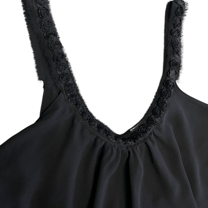 Women’s Y2K Oscar De La Renta Black Babydoll Top