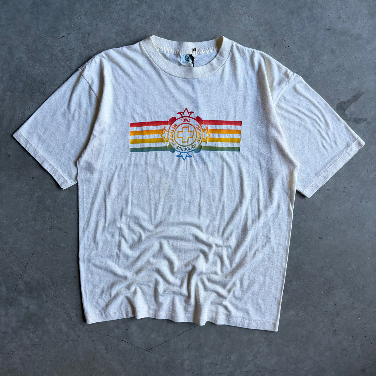Vintage Iowa Methodist School Of Nursing Rainbow Logo Tee