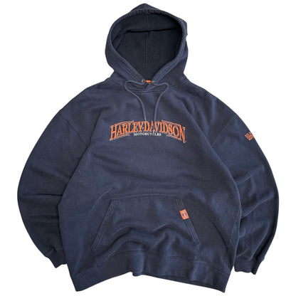 Y2K Harley Davidson Navy & Orange Hoodie