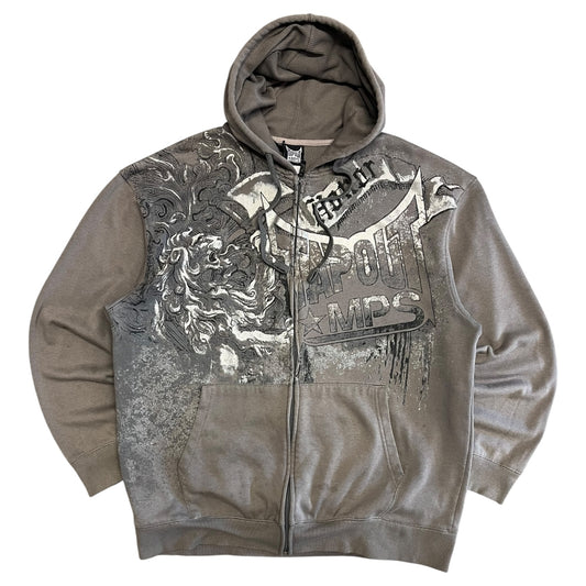 Y2K Tap Out MPS Grey Tribal Zip Up