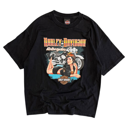 Y2K Harley Davidson Orange Bandanna Motorcycle Women Tee