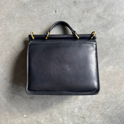90s Coach Vintage Black Leather Willis Turnlock Bag