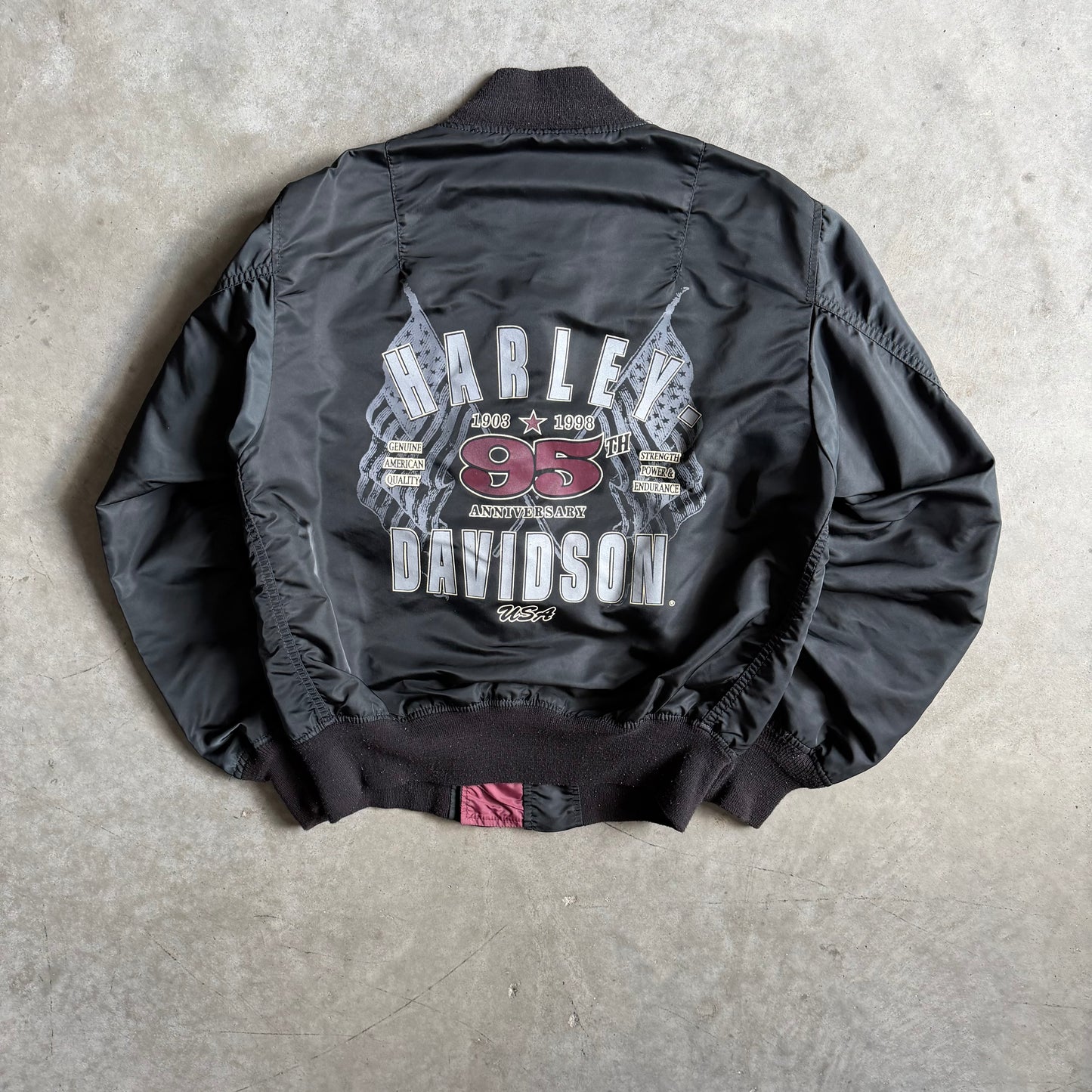Vintage Harley Davidson Big Back Graphic Nylon Bomber